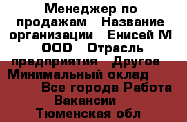 Менеджер по продажам › Название организации ­ Енисей-М, ООО › Отрасль предприятия ­ Другое › Минимальный оклад ­ 100 000 - Все города Работа » Вакансии   . Тюменская обл.